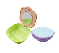 SENLIN DENTAL 2pcs Retainer Case with Mirror, Aligner Case with Vent Holes, Protable Aligner Cleaner Case for Travel Night Mouth Guards, Braces