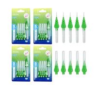 SENLIN DENTAL 4Packs Interdental Brushes, Short Handle I-Shaped Soft Bristled Dental Picks, Reusable Floss Pick Orthodontic Teeth Clean Between Teeth Mini Oral Care Tool (Green（0.8mm）)