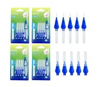 SENLIN DENTAL 4Packs Interdental Brushes, Short Handle I-Shaped Soft Bristled Dental Picks, Reusable Floss Pick Orthodontic Teeth Clean Between Teeth Mini Oral Care Tool (Blue（1.0-1.2mm）)
