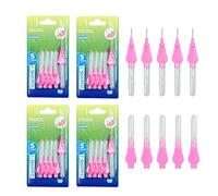 SENLIN DENTAL 4Packs Interdental Brushes, Short Handle I-Shaped Soft Bristled Dental Picks, Reusable Floss Pick Orthodontic Teeth Clean Between Teeth Mini Oral Care Tool (Pink（0.6mm）)