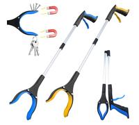 SENLINLIN 32"/83 cm Litter Pickers Grabber Stick, 2PCS Helping Hand Grabbers for Disabled, Elderly and Adults, Foldable Rotating 360 Degree Reaching Aids, Heavy Duty Long Handle Pick Up Stick