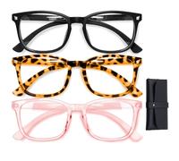 SENLINLIN Blue Light Glasses, 3 Pack Blue Light Blocking Glasses for Women Men, Computer Screen Filter Anti Headache Eyestrain Glare UV Gaming Glasses, Unisex Fashion Square Glasses, Non-Prescription