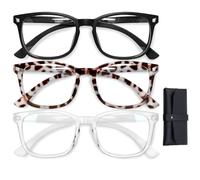 SENLINLIN Blue Light Glasses, 3 Pack Blue Light Blocking Glasses for Women Men, Computer Screen Filter Anti Headache Eyestrain Glare UV Gaming Glasses, Unisex Fashion Square Glasses, Non-Prescription