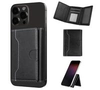 SENLINLIN Magsafe Card Holder with 6 Card Slots, Includes RFID Protection, Card Holder Made of High-Quality PU Leather, Versatile Wallet Stand for iPhone 16/15/14/13/12 Series, Black