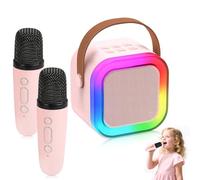SENLINLIN Mini Karaoke Machine with 2 Wireless Microphones, Portable Karaoke Machine Bluetooth Speaker with LED Party Lights, Kids karaoke Toys Birthday Presents Easter Party Gifts for Girls and Boys