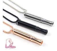 SENLINLIN Relieving Stress Relief Breathlace, 3PCS Calming Breathing Necklace, Stress Anxiety Relief Chain, Portable Stainless Steel Whistle Breathing Necklace for Breathing Exercises, Meditation