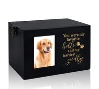 SENLINLIN Wooden Pet Urn for Dogs, Memorial Box with Picture Frame and Tree of Life, Urn Box for Animal Ashes up to 25 kg, Memory Gift for Deceased Pets