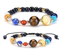Senlinmu 2 X Galaxy Solar System Bracelet Universe Nine Planets Star Natural Stone Beads Bracelets Bangles Adjustable Bracelets Bangles
