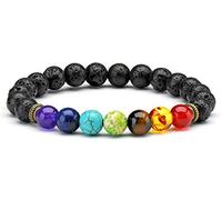 Senlinmu 7 Chakra Lava Stone Diffuser Bracelet Yoga Balancing Reiki Healing Bracelets Bangle for Men and Women Gift