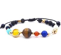 Senlinmu Galaxy Solar System Braided Bracelet Universe The Nine Planets Star Natural Stone Beads Adjustable Bracelets Bangles