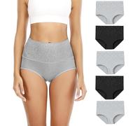 Senllori Women High Waisted Cotton Underwear Tummy Control Knickers Ladies Briefs Soft Full Coverage Panties 5 Pack Multicolor Size XL