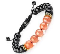 SENLLY Beaded Bracelet - 100% Natural Gemstones - 8mm Beads Double Protection Energy Healing Chakra Real Stone Adjustable Braided Bracelet for Men Women
