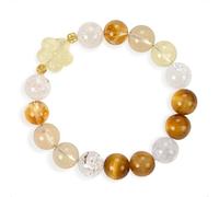 SENLLY Golden Bloom - Beaded Stretch Bracelet with Natural Citrine, Tiger’s Eye, Azeztulite & Clear Quartz, Handcrafted Natural Stone Jewelry for Optimism, Clarity & Emotional Balance