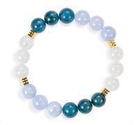 SENLLY Ocean Whisper - Beaded Stretch Bracelet with Blue Apatite, Blue Lace Agate & White Agate, Handmade Natural Stone Jewelry for Calm, Clarity & Balance