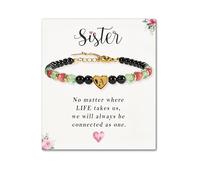 SENLLY Personalized Initial Bracelet, Meaning 了 Gift for Women Crafted with Natural Stone & Custom Heart Letter Bead A-Z, Adjustable for Sister