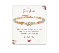SENLLY Personalized Initial Bracelet, Meaningful Gift for Women Crafted with Natural Stone & Custom 3D Initial Bead A-Z, Adjustable for Daughter
