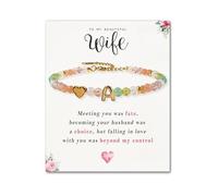 SENLLY Personalized Initial Bracelet, Meaningful Gift for Women Crafted with Natural Stone & Custom 3D Initial Bead A-Z, Adjustable for Wife