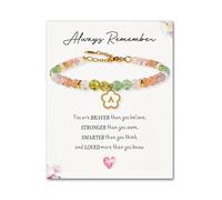 SENLLY Personalized Initial Bracelet, Meaningful Gift for Women Crafted with Natural Stone & Custom Floral Letter Charm A-Z, Adjustable for Mom Daughter Sister Wife Friend