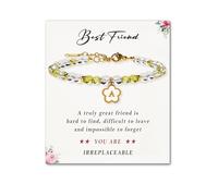 SENLLY Personalized Initial Bracelet, Meaningful Gift for Women Crafted with Natural Stone & Custom Floral Letter Charm A-Z, Adjustable for Friend Bestie