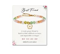 SENLLY Personalized Initial Bracelet, Meaningful Gift for Women Crafted with Natural Stone & Custom Floral Letter Charm A-Z, Adjustable for Friend Bestie