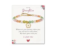 SENLLY Personalized Initial Bracelet, Meaningful Gift for Women Crafted with Natural Stone & Custom Floral Letter Charm A-Z, Adjustable for Daughter