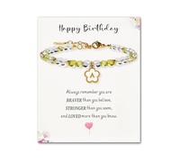 SENLLY Personalized Initial Bracelet, Meaningful Gift for Women Crafted with Natural Stone & Custom Floral Letter Charm A-Z, Adjustable for Birthday Mom Daughter Sister Wife Friend
