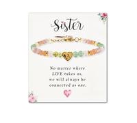 SENLLY Personalized Initial Bracelet, Meaningful Gift for Women Crafted with Natural Stone & Custom Heart Letter Bead A-Z, Adjustable for Sister