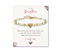 SENLLY Personalized Initial Bracelet, Meaningful Gift for Women Crafted with Natural Stone & Custom Heart Letter Bead A-Z, Adjustable for Daughter
