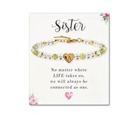 SENLLY Personalized Initial Bracelet, Meaningful Gift for Women Crafted with Natural Stone & Custom Heart Letter Bead A-Z, Adjustable for Sister