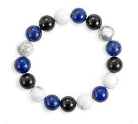 SENLLY Royal Balance - Lapis Lazuli, Howlite & Black Agate Beaded Bracelet, Handmade Natural Stone Jewelry for Insight, Calm & Stability
