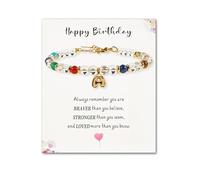 SENLLY Unique Gift for Women | Personalized Bracelet: Mix & Match Meaningful Crystals, Custom Initial A-Z & Message Card - A Thoughtful Gift for Birthday Mom Daughter Sister Wife Friend