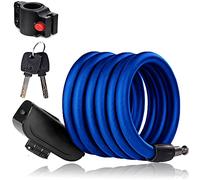 SenluKit Bicycle Lock Security Level Very High, Spiral Cable Lock Bicycle, Scooter Lock, Cable Lock, Bicycle Lock with Key, Anti-Theft Bicycle Lock, 180 cm, Blue