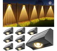 SenluKit Solar Fence Lights Outdoor Waterproof High Brightness LED Spot Lens Deck Lights 7 Mode Warm & Cool White RGB Solar Powered Wall Lighting Decor for Outside Patio Step Backyard Railing Pool