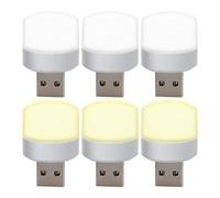 SENLUO 6 PCS Mini USB Night Lights, Small Plug in LED Portable Nursery Lamp Atmosphere Lights for Living Room, Bedroom, Bathroom, Corridor (3PCS White Light+3PCS Warm Light)