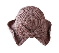 SENLUO Women's Summer Beach Sun Hat, Wide Brim Floppy Straw Hat, Foldable, Adjustable, Purple