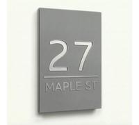 SENMATE Personalised Vertical House Number Plaque, 6 mm Acrylic Door Sign for Outside Walls, Custom Street Name, No-Drill Mount