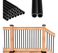 Senmit 26"x 3/4 Aluminum Deck Balusters- Indoor Outdoor Metal Deck Railing Sprindles - Hollow Round Stair Spindles for Deck Porch - Matte Black Coated 50 Pack