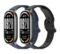 SenMore 2 Pieces Straps Compatible with Xiaomi Smart Band 10/Band 9/Band 8, Adjustable Sports Bracelet Soft Silicone Replacement Replacement for Xiaomi Smart Band 8/9/10.(No Host), Black + Midnight