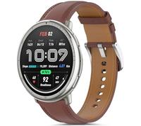 SenMore Strap Compatible with Amazfit Active 2/Active/Garmin Vivoactive 5/Amazfit GTS/2/3/4/2e/2 mini/4 mini, 20 mm Adjustable Replacement Leather Watch Strap for Smartwatch, marrón