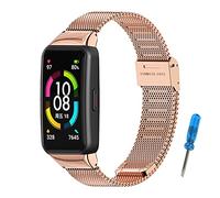 SenMore Watch Accessories for Honor Band 6 Bracelet Stainless Steel Strap Compatible Strap for Honor Band 6 Waterproof Replacement Strap for Honor Band 6 (No Host)(Black)