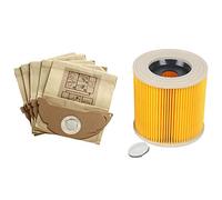 Senmubery 1 x Dust HEPA Filter + 5 Pieces Paper Bags for Dust Vacuum Cleaner Parts Hepa Filter Wd2250 WD3.200 Mv2 Mv3 WD3