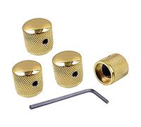 Senmubery 4Pcs Metal Volume Tone Dome Tone Guitar Speed Control Knobs with Screws for Strat Telecaster Electric Guitar or Bass