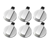 Senmubery Stoves Cooker Knobs,Oven Knob 6pcs,Zinc alloy 6mm Universal Silver Gas Stove Control Knobs Adaptors Oven Rotary Switch Cooking Surface Control Locks