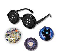 Senmure Coraline Button Eyes Glasses Seeing Stone Bracelet With Pins Halloween Cosplay Jewelry For Women (Black)