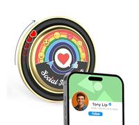 Senmure Social Touch Pin Rotating Mood Expression Badge Tap to Share Your Social Battery & Profile Fashion Accessory for Modern Connection & Self-Expression, Regular Size, Zinc, no gemstone