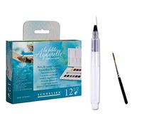 Sennelier Box of 12 Plastic Watercolour Paint + 1 Brush + Water Reservoir Brush