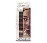 Sennelier Extra-Soft Half Pastel 6 Stick Set, 6 Count (Pack of 1), Portrait Dark Tones