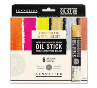 Sennelier Fluorescent & Metallic Paint Set of 6 Oil Sticks N130123.01