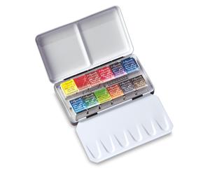 Sennelier L'Aquarelle Artists Watercolour 12 Half Pan Metal Box Pocket Set