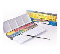 Sennelier L'Aquarelle Artists Watercolour 24 Half Pan Metal Box Set